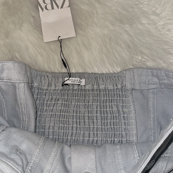 Zara Metallic Silver Denim Corset Top - Picture 5 of 6